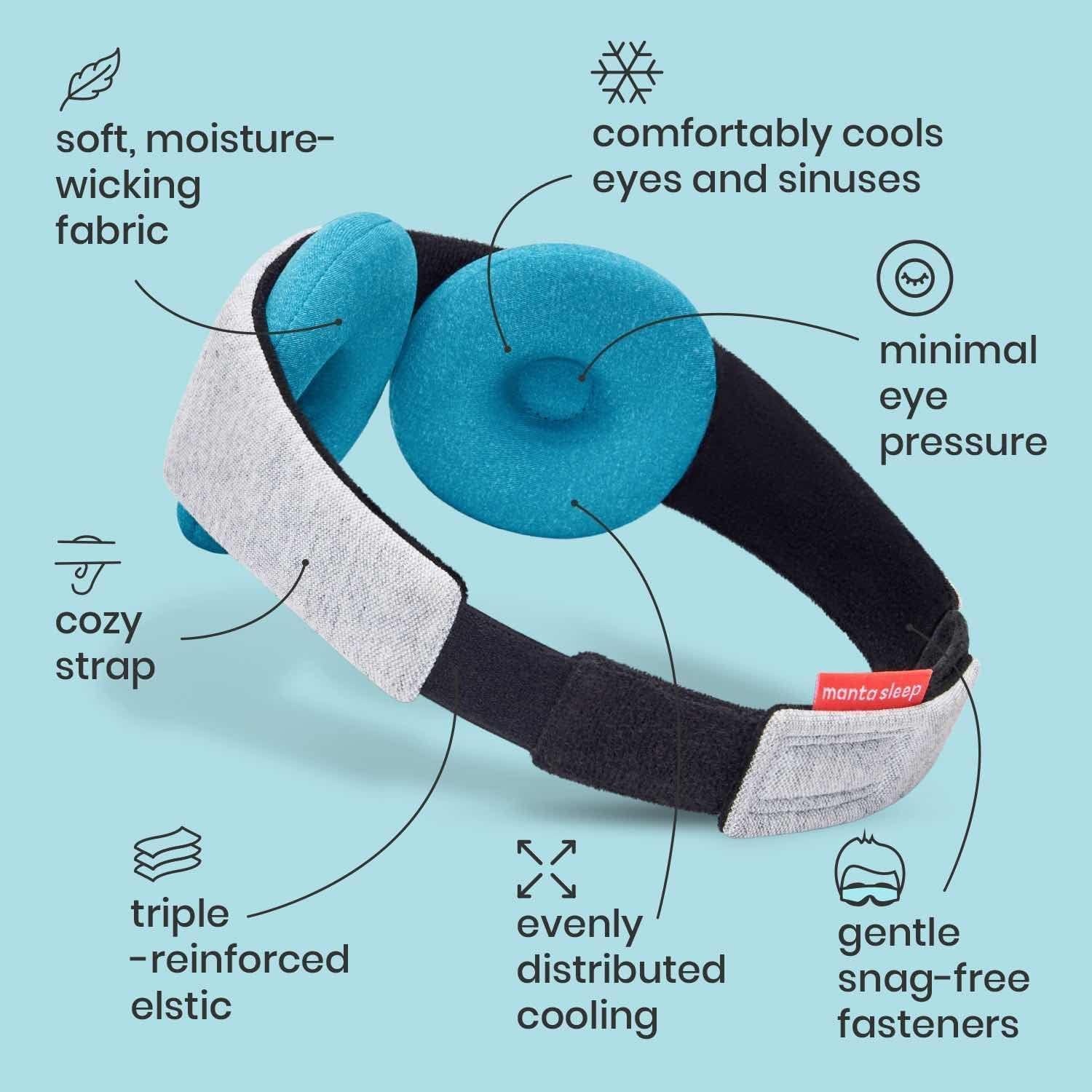 image:imageManta Cool Sleep Mask Blackout Eye Mask with Reusable Cooling Pads Zero Eye Pressure and Adjustable Strap for Soothing Cool Relief