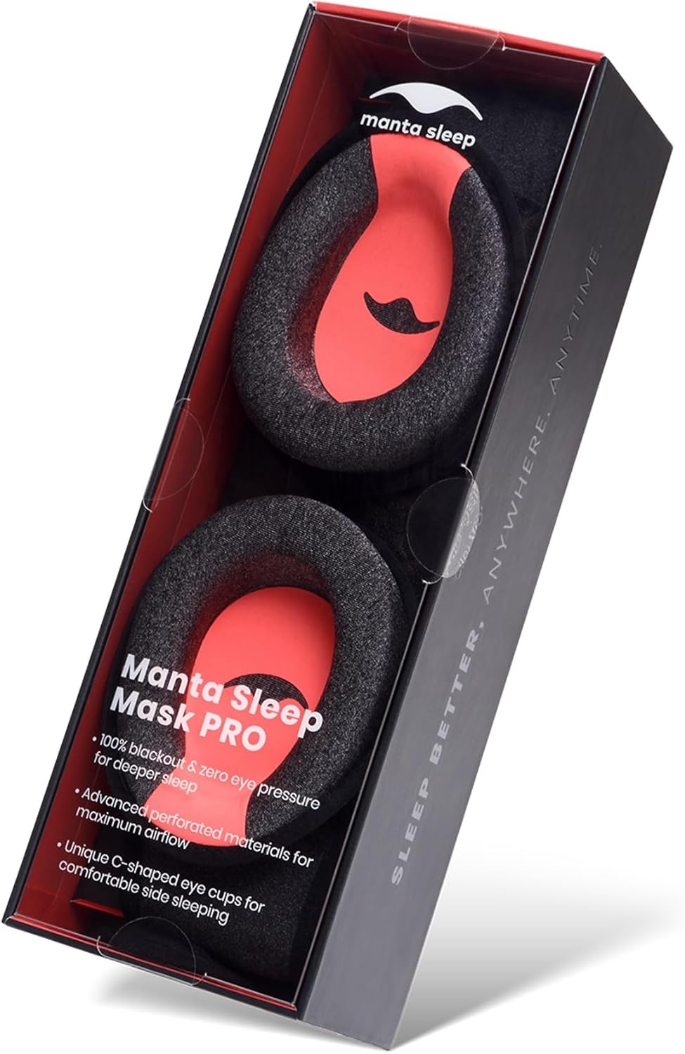 image:imageManta Pro Sleep Mask 100 Light Blocking Sleep Mask for Side Sleepers Breathable and Comfortable Spacious amp Zero Pressure for Long Lashes Perfect for SleepTravelNapShift Work