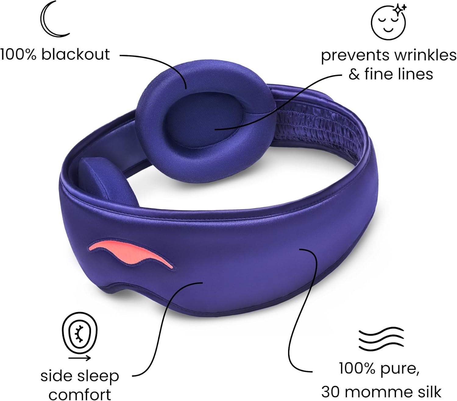 image:imageManta Silk Sleep Mask Premium 22 Momme Silk Eye Mask Designed for Blackout Comfort Breathable and Washable Adjustable Fit PurplePurple