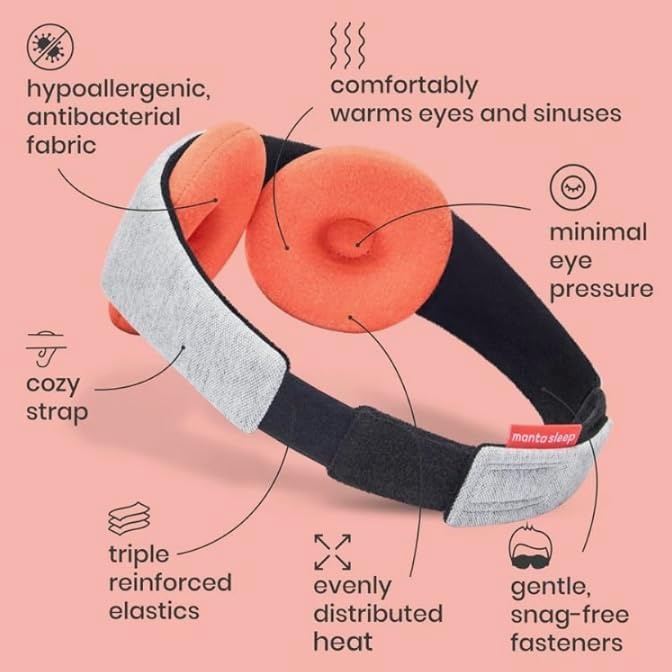 image:imageManta Steam Sleep Mask Reusable NearBlackout Sleeping Mask for Relaxation amp Restful Sleep Adjustable Microwavable Steam Eye Cups for Natural Hydration Eye Strain amp Sinus Relief